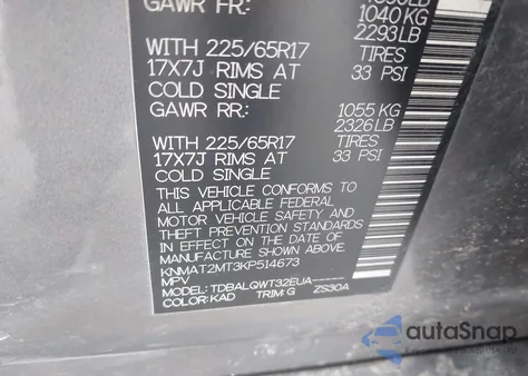 2019 Nissan Rogue Sv from USA, damaged, VIN KNMAT2MT3KP514673